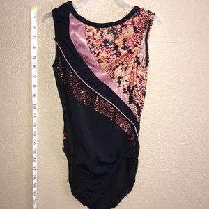 GK leotard black and orange. Adult Extra Small